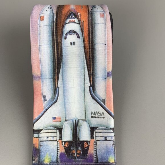 Ralph Marlin NASA Space Shuttle Discovery Vintage 1989 Polyester Novelty Tie - Picture 1 of 10